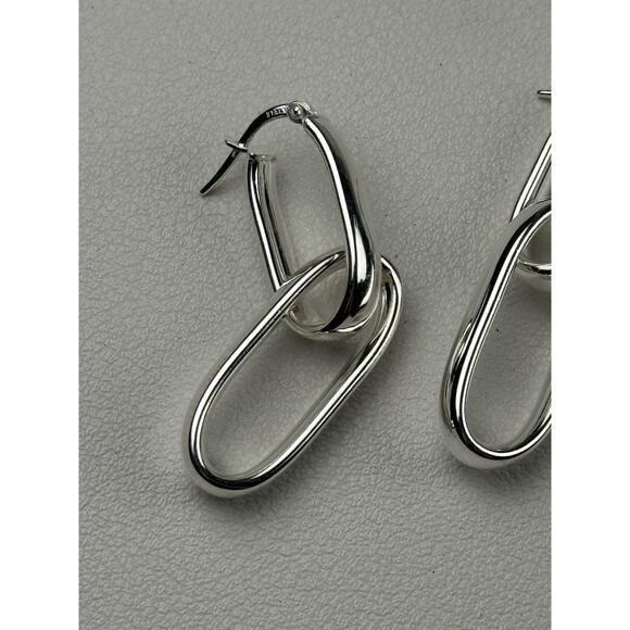 Milor Ultrafine 950 Purer Than Sterling Silver Pierced Earrings Double Oval Box - Picture 4 of 13